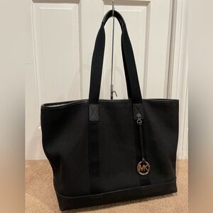 Michael Kors Black Canvas Work Tote Large Carryall w/ ZipPouch Laptop Travel Bag